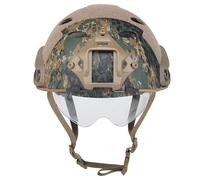 Casco Protector Ligero para Airsoft, Casco TáCtico RáPido con Gafas RetráCtiles, Rieles Laterales y Montura Nvg, para Airsoft y Paintball Al Aire Libre(HL-8)