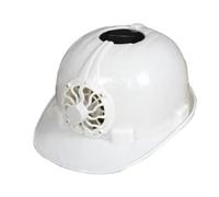 Casco protettivo per ventola ad energia solare, casco di sicurezza per ventola con raffreddamento frontale e casco di sicurezza per esterni portatile traspirante con protezione (Bianca)