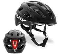 PUKY Casco M nero, ideale per circonferenza della testa 54 - 58 cm, leggero e ventilato, robusto policarbonato e schiuma EPS, modulo luce e visibilità a 360°, design elegante e opzioni di colore