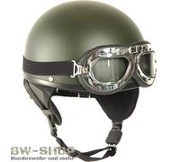 CASCO RETRO MEZZA CALOTTA + OCCHIALI DDR CASCO MOTO OSTALGIE CASCO...