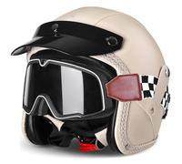 Casco Roller, Casco Da Motociclista Retrò Aperto Con Visiera Trasparente Per Uomo E Donna - Casco Da Moto A Mezzo Collo Omologato ECE 22.06 Per Adulti, Uomini E Donne 3,M/(57~58cm)