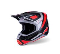 Alpinestars S-M7 Rise Casco da motocross, nero-rosso-argento, taglia S per maschi