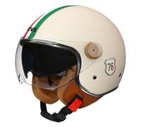 Casco Semiaperto Adulto con Doppia Visiera, Casco Moto Jet Vintage/ECE Casco Moto Demi-Jet Per Moto 3/4 Stile Retrò Per Adulti Uomini Donne E,L=59-60CM