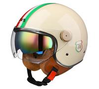 Casco Semiaperto Adulto con Doppia Visiera, Casco Moto Jet Vintage/ECE Casco Moto Demi-Jet Per Moto 3/4 Stile Retrò Per Adulti Uomini Donne J,L=59-60CM