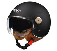 Casco Semiaperto Adulto con Doppia Visiera, Casco Moto Jet Vintage/ECE Casco Moto Demi-Jet Per Moto 3/4 Stile Retrò Per Adulti Uomini Donne I,L=59-60CM