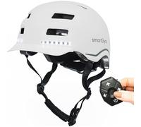 smartGyro Smart Casco, Casco Smart PRO con Luce di Frenata Automatica, Indicatori di direzione, Altoparlanti, Bluetooth, EPS + PC, Batteria, Visiera Anteriore, Led Anteriori e Posteriori, L, Bianco