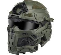 casco Softair Dal Design Unico, Cuffia tattica Rimovibile Incorporata, Ventola Antiappannamento, Occhiali Scorrevoli Parasole, Casco d'assalto per equipaggiamento paintball