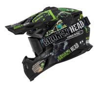 Broken Head Supermoto- & Motocross-Helm Resolution Verde + Maschere MX