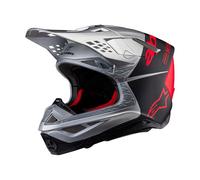 Alpinestars Supertech M10 Flood, casco da motocross M male Argento/Nero Opaco/Rosso Fluo