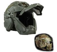 Casco Tattico A Protezione Completa Con Cuffie Integrate, Ventola Antiappannamento, Visiera Ribaltabile E Sistema A Doppia Lente(OD)