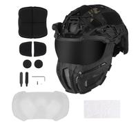 Casco Tattico Airsoft Fast, con Maschera Protettiva a Mezza Faccia, Visiera e Supporto per Occhiali NVG, per Paintball Caccia Sport All'aria Aperta(Bkcp)