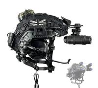 Casco Tattico con Modello Finto GPNVG18, Luce da Casco, Cuffia e Luce di Segnale per Airsoft, Gioco di Guerra e Cosplay(BK)