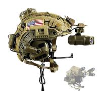 Casco Tattico con Modello Finto GPNVG18, Luce da Casco, Cuffia e Luce di Segnale per Airsoft, Gioco di Guerra e Cosplay(Tan)