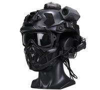Casco Tattico da Airsoft e Paintball con Cuffie di Comunicazione | Con Occhiali Protettivi e Maschera, per Attività Sportive Militari, Caccia e Tiro con Più Soldati