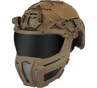 Casco tattico FAST, casco completamente coperto con maschera/occhiali in rete di acciaio, equipaggiamento protettivo per caccia e cosplay (Khaki)
