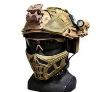 Casco Tattico Multifunzionale FAST, Set Militare Airsoft Bump Helmet 6 in 1, Con Occhiali Protettivi e Maschera a Mezza Faccia, per Paintball, Attività All'aperto e Cosplay(Brown)