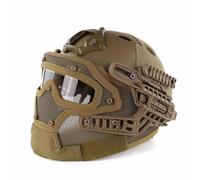 Casco Tattico Multifunzionale per Softair, Casco Integrale con Maschera, Sistema G4 per Caccia Paintball Cosplay e Oggetti di Scena per Film(Brown)