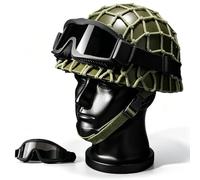 Casco Tattico Statunitense M1 Seconda Guerra Mondiale, Casco Parurto 80, con Cappuccio A Rete Grossa E Occhiali, per Airsoft, Addestramento Esterno, Caccia
