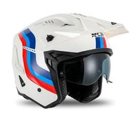casco trial ufo sheratan cross - bianco / blu / rosso XS