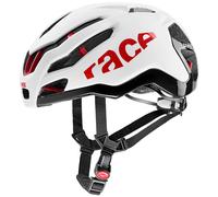 uvex race 9, casco superleggero ad alte prestazioni unisex, aerazione con ottimizzazione aerodinamica, aerazione ottimizzata, white, red matt, 53-57 cm