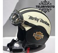 Casco Vintage Harley Davidson Stampato personalizzato in pelle s,m,l,xl