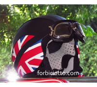 Casco vintage in pelle Helmet Scrambler Bandiera Inglese Union Jack Triumph