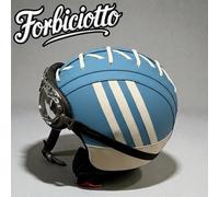 Casco vintage in pelle personalizzato Adidas Azzurro S M L XL Vespa