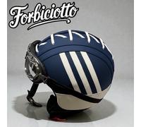 Casco vintage in pelle personalizzato Adidas Blu E Bianco S M L XL Per Vespa