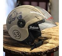 Casco vintage in pelle personalizzato Numero 53 Stampa Vespa Faro Basso S M L XL