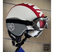 Casco vintage in pelle personalizzato ricamo Yamaha logo e Scritta S M L XL