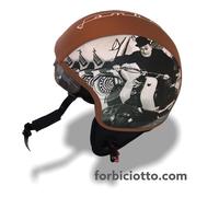 Casco vintage in pelle personalizzato Stampa Lambretta Antonio De Curtis Totò