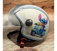 Casco vintage in pelle personalizzato Stitch Su Vespa Lambretta S M L XL Disney