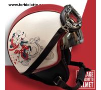 Casco vintage in pelle personalizzato Topolino Mickey Mouse Moto epoca S M L XL