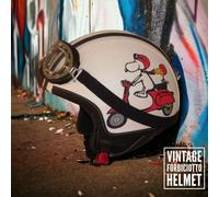 Casco vintage in Pelle Snoopy su Vespa Rossa S M L XL Occhiali Esclusi Peanuts