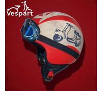 Casco Vintage personalizzato Faro Basso in pelle Rosso Compatibil Vespa S M L XL