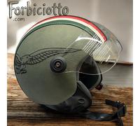 CASCO VINTAGE PERSONALIZZATO In Pelle Compatibile Moto Guzzi Bandiera Italia