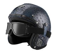 Casco vintage retrò Scooter Casco jet ciclomotore Casco mezzo casco in pelle 3/4 con visiera Casco aperto per uomo e donna Certificazione DOT ECE,C-M=(57~58cm)