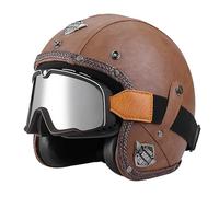 Casco vintage retrò Scooter Casco jet ciclomotore Casco mezzo casco in pelle 3/4 con visiera Casco aperto per uomo e donna Certificazione DOT ECE