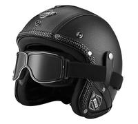 Casco vintage retrò Scooter Casco jet ciclomotore Casco mezzo casco in pelle 3/4 con visiera Casco aperto per uomo e donna Certificazione DOT ECE,B-XXL(63~64cm)