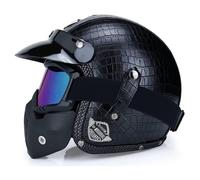 Casco vintage retrò Scooter Casco jet ciclomotore Casco mezzo casco in pelle 3/4 con visiera Casco aperto per uomo e donna Certificazione DOT ECE