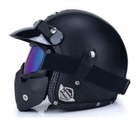 Casco vintage retrò Scooter Casco jet ciclomotore Casco mezzo casco in pelle 3/4 con visiera Casco aperto per uomo e donna Certificazione DOT ECE,Q-L=(59~60cm)