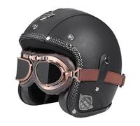 Casco vintage retrò Scooter Casco jet ciclomotore Casco mezzo casco in pelle 3/4 con visiera Casco aperto per uomo e donna Certificazione DOT ECE