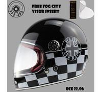 Casco Viper Retro F656 Fibra di Vetro ECE ACU Integrale Classic Cafe Racer Nero