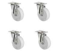 CASCOO SETSISI100N0L0N - Set di 4 ruote girevoli, in poliammide, acciaio inox, diametro 100 mm, ruote per il trasporto, cuscinetti scorrevoli, in acciaio inox, portata 450 kg (confezione da 4)