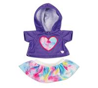 Casdon Build-A-Bear Workshop - Confezione di vestiti giocattolo a forma di cuore viola, 4 abiti giocattolo da abbinare per amici pelosi, include pigiama, felpe con cappuccio e stili estivi