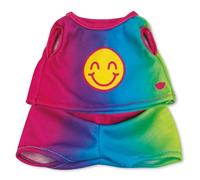 Casdon Build-A-Bear Workshop - Confezione di vestiti giocattolo arcobaleno con smiley, 4 abiti da abbinare per amici pelosi, include pigiama, felpe con cappuccio e stili estivi, vestiti giocattolo per