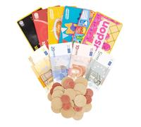 Casdon Set gioco con carte e soldi finti (€) | Kit giocattolo completo a tema finanziario | Include 80 banconote e 40 monete giocattolo | Perfetto per bambini dai 3+!