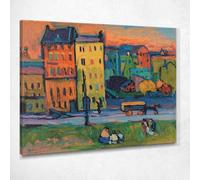 Case A Monaco Di Baviera Wassily Kandinsky, wk76 quadro stampato su tela, fine art, assemblato pronto da appendere 90x72 cm