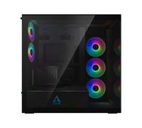 ARCTIC Xtender con Supporto Verticale per GPU (Mirror Black) - Case per PC, Vetro Panoramico Specchiato, Supporto per Radiatore 2 x 420 mm, 5 Ventole A-RGB Preinstallate - Nero