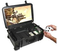 Case Club Stazione di gioco portatile impermeabile Xbox One X/S con monitor integrato da 24 pollici 1080p, spazio per controller, giochi e altoparlanti inclusi